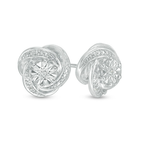 diamond love knot stud earrings