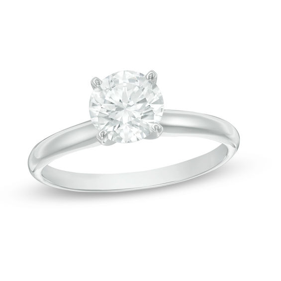 1.5 CT ROUND CUT DIAMOND SOLITAIRE ENGAGEMENT RING 14K WHITE GOLD Finish 4.5 