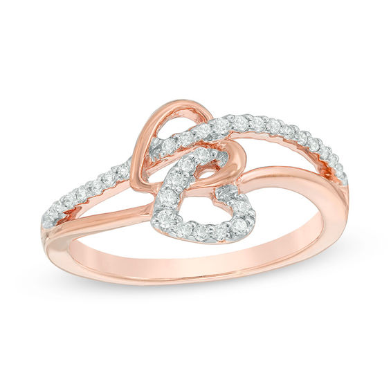 ctw CZ Blue Topaz /& Cubic Zirconia Round Wedding Band Solitaire Enhancer Guard Wrap Ring Womens 14k Rose Gold Plated Alloy Double Row Pave Set 0.50