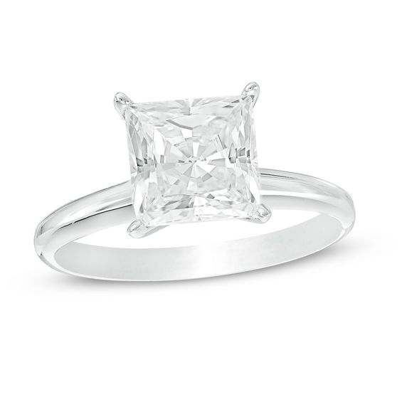 2.20 Ct Princess Cut Brilliant Diamond Engagement Ring In 14k White Gold Plated