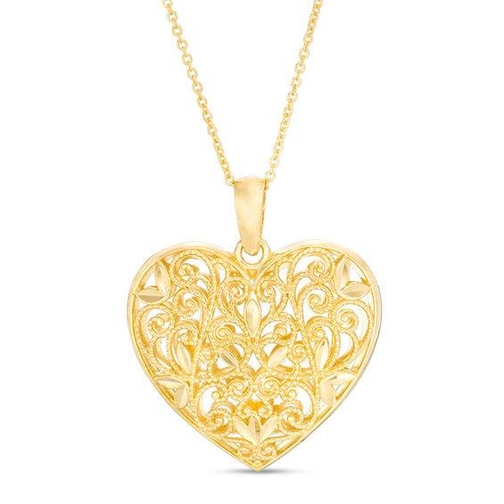 Leaves Heart Pendant in 14K Gold | Zales