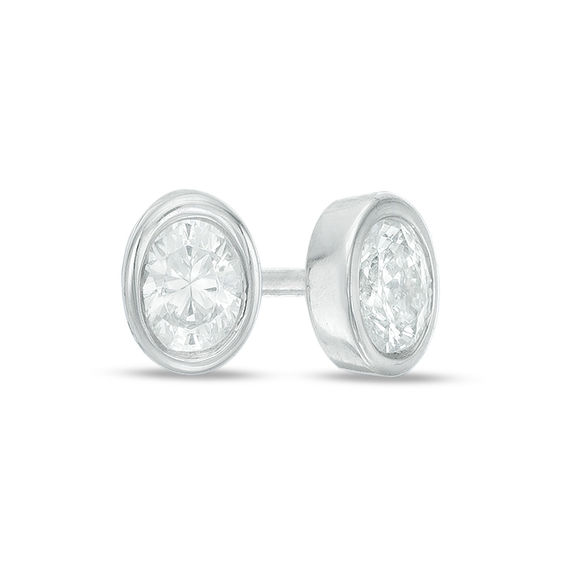 1 6 Ct T W Oval Diamond Solitaire Stud Earrings In 10k White Gold T W Oval Diamond Solitaire Stud Earrings In 10k White Gold