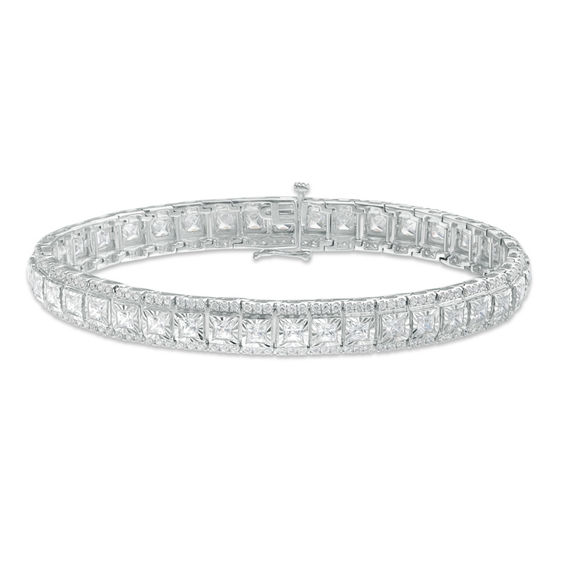 10 T W Princess Cut And Round Diamond Bracelet In 14k White Gold 10 T W Princess Cut And Round Diamond Bracelet In 14k White Gold 7 5