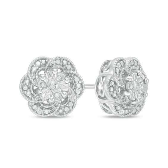 Diamond Accent Flower Stud Earrings In Sterling Silver Online Diamond Accent Flower Stud Earrings In Sterling Silver