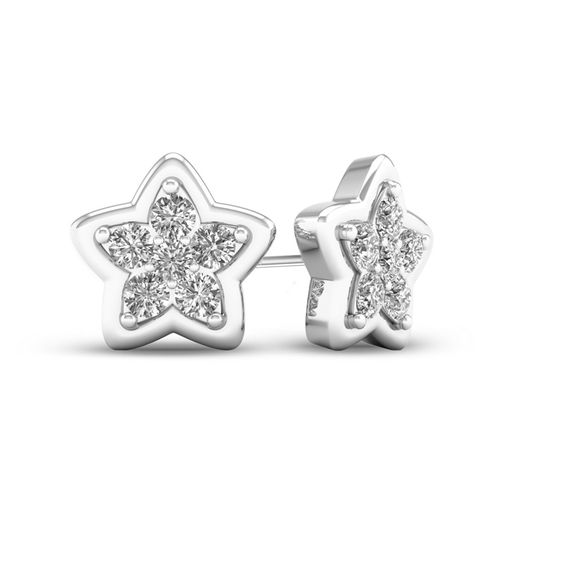 1 6 Ct T W Diamond Star Stud Earrings In 10k White Gold Online T W Diamond Star Stud Earrings In 10k White Gold
