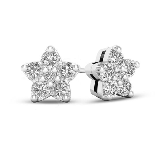 1 4 Ct T W Diamond Star Stud Earrings In 10k White Gold Online T W Diamond Star Stud Earrings In 10k White Gold