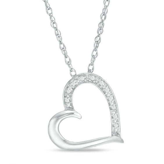 Diamond Accent Sideways Heart Pendant 