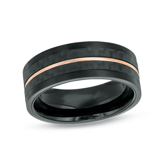 Gnzoe Mens Wedding Band 8MM Rose Gold Tungsten Ring Black Carbon Fiber Surface Beveled Edges Comfort Fit Gnzoe Mens Wedding Band 8MM Rose Gold Tungsten Ring Black Carbon Fiber Surface Beveled Edges Comfort Fit