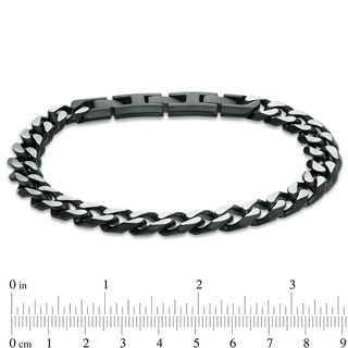 Men's 11.0mm Curb Chain Bracelet in Stainless Steel and Black IP -  9.0