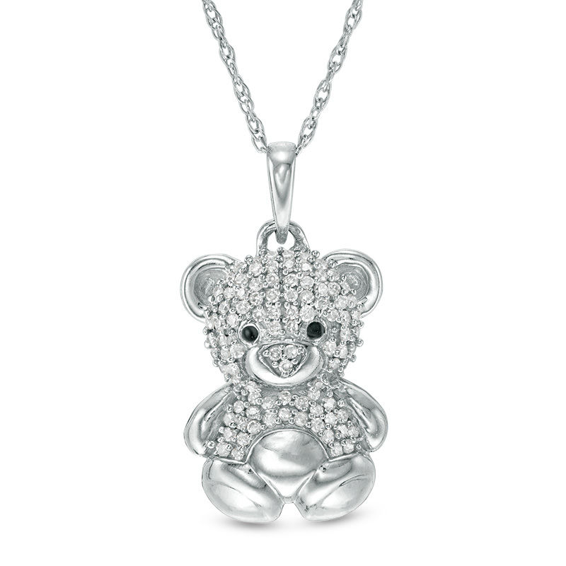 1/10 CT. T.W. Diamond Teddy Bear Pendant in Sterling Silver