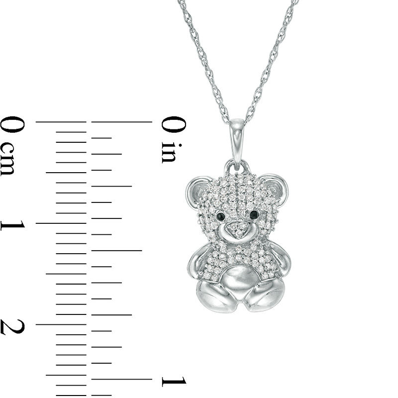 1/10 CT. T.W. Diamond Teddy Bear Pendant in Sterling Silver