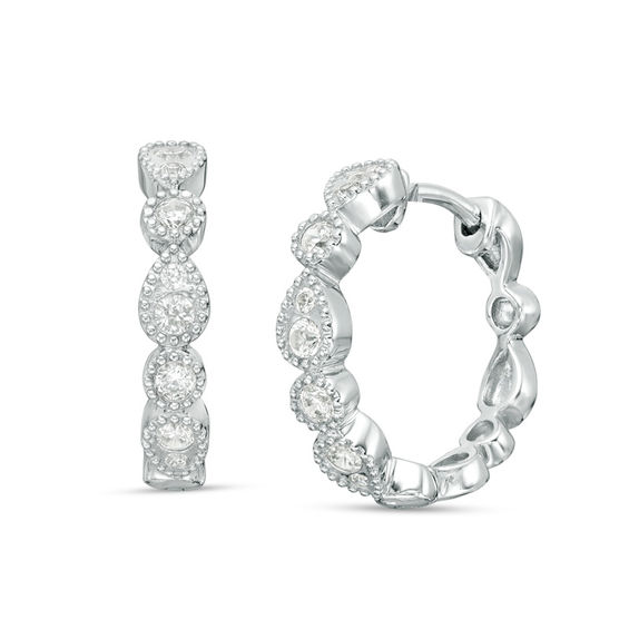 1 4 Ct T W Diamond Multi Shaped Vintage Style Huggie Hoop Earrings T W Diamond Multi Shaped Vintage Style Huggie Hoop Earrings
