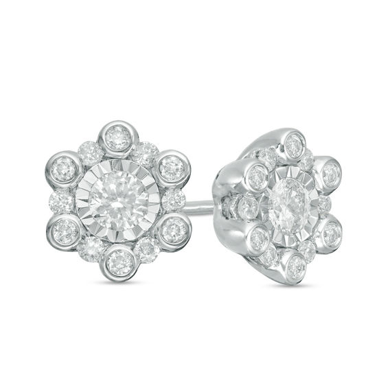 1 2 Ct T W Diamond Snowflake Stud Earrings In 10k White Gold T W Diamond Snowflake Stud Earrings In 10k White Gold