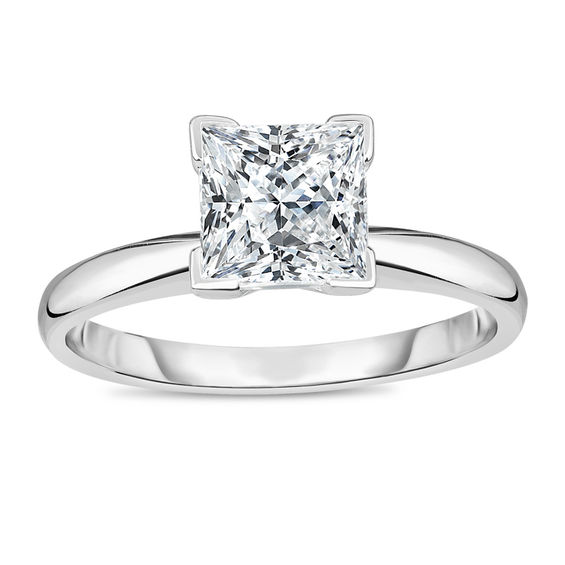 3Ct Princess Cut Diamond Solitaire Engagement Ring 14K White Gold Finish 