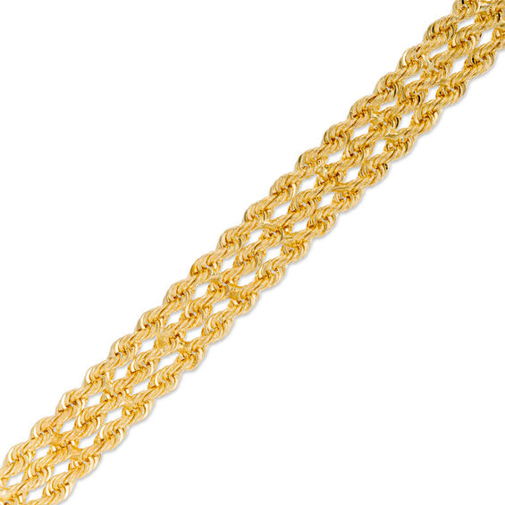 Triple Rope Chain Bracelet in 14K Gold 