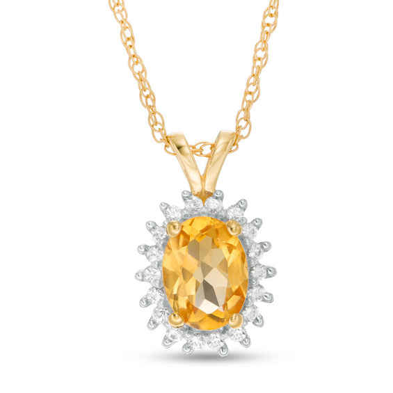 Sterling Silver Citrine White Topaz Diamond Swirl Halo Necklace Sterling Silver Citrine White Topaz Diamond Swirl Halo Necklace