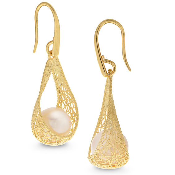 Clear quartz carnelian and pearl teardrop dangle earrings in 14k gold filled