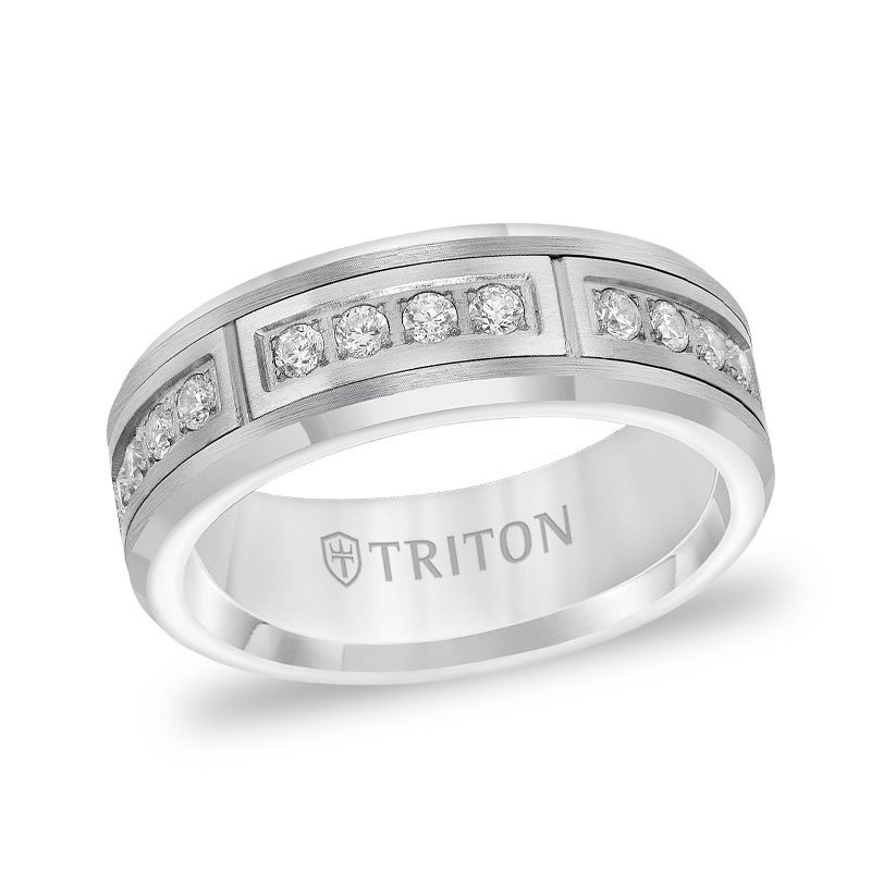 Triton Men's 3/8 CT. T.W. Diamond Wedding Band in Tungsten