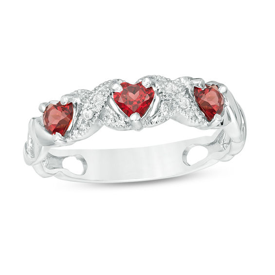 Heart-Shaped Garnet and Lab-Created White Sapphire Braided Vintage 