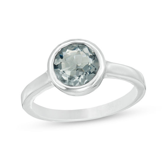 7.0mm Bezel-Set Lab-Created Grey Spinel Solitaire Ring in Sterling Silver