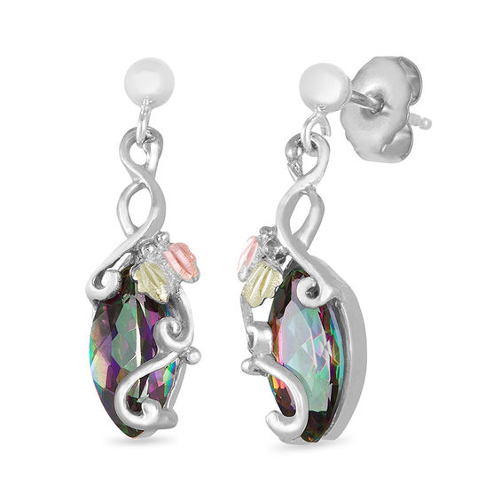 Black Hills Gold Marquise Mystic Fire Topaz Scroll Drop Earrings In Black Hills Gold Marquise Mystic Fire Topaz Scroll Drop Earrings In Sterling Silver