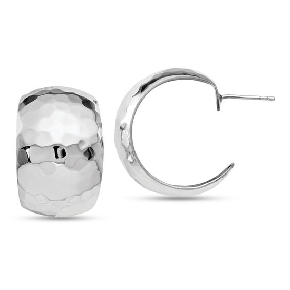17 76 X 31 0mm Hammered Hoop Earrings In Sterling Silver 17 76 X 31 0mm Hammered Hoop Earrings In Sterling Silver