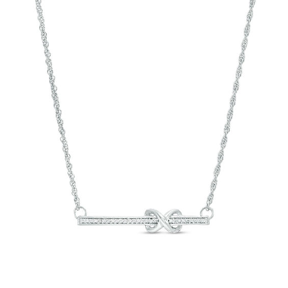 T.W. Diamond Infinity Knot Bar Necklace 