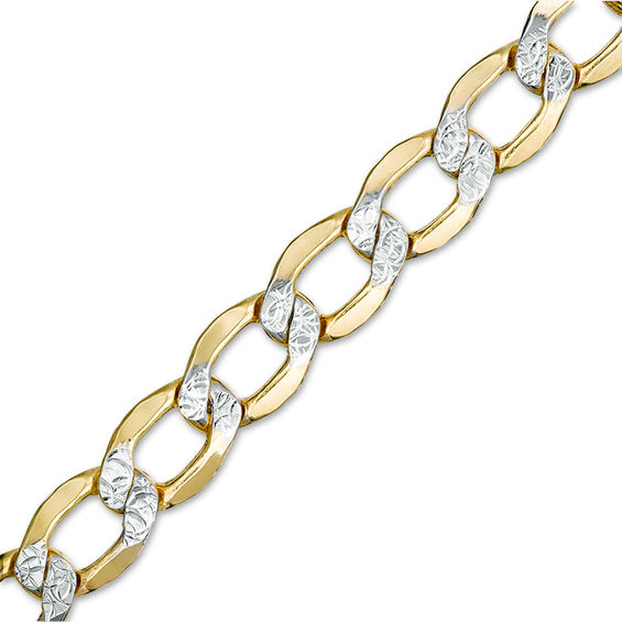Made in Italy Men's 150 Gauge Diamond-Cut Curb Chain Bracelet in 10K  Two-Tone Gold - 8.5