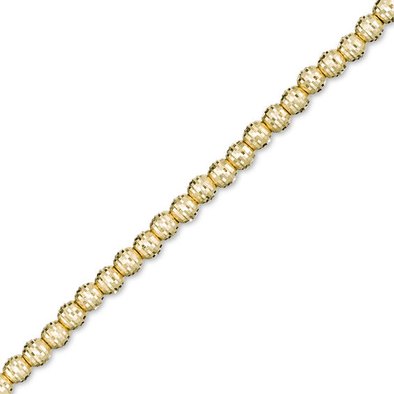 Diamond Cut Bead Ball Bracelet Diamond Cut Perles Chaîne Véritable 14K Or Jaune 