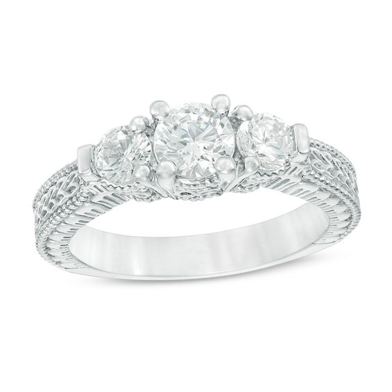 Details about  / Vintage Antique Engagement Wedding Milgrain Ring 3Ct Diamond 14K White Gold Over