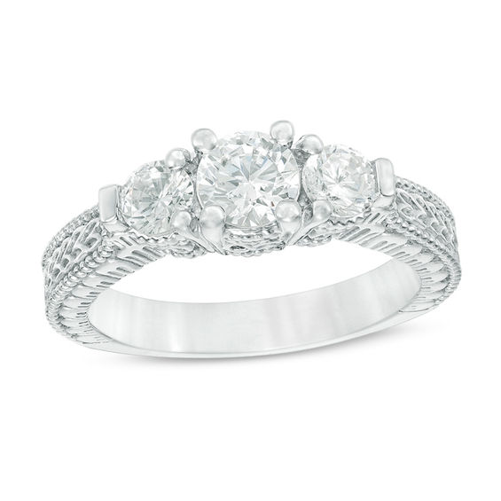 Details about / Vintage Antique Engagement Wedding Milgrain Ring 3Ct Diamond 14K White Gold Over