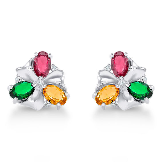 Oval Simulated Birthstone And Cubic Zirconia Fl Scorching Stud Oval Simulated Birthstone And Cubic Zirconia Fl Scorching Stud Earrings By Artcarved In Sterling Silver