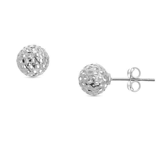 Laser Cut Ball Stud Earrings In 14k White Gold Laser Cut Ball Stud Earrings In 14k White Gold
