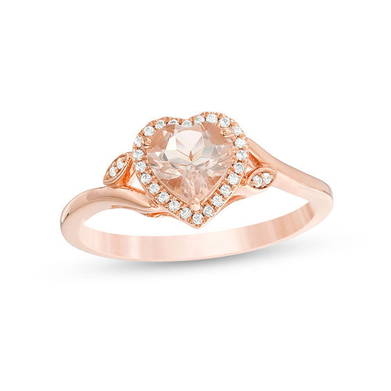 3ct Heart Cut Peach Morganite Engagement Ring 14k White Gold Finish Heart Shaped