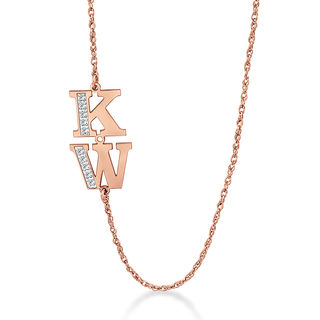 Off-Set 1/20 CT. T.W. Diamond Initials Necklace (1 Line ...