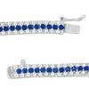 Thumbnail Image 2 of Lab-Created Blue and White Sapphire Triple Row Bracelet in Sterling Silver - 7.25"