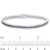 Thumbnail Image 3 of Lab-Created Blue and White Sapphire Triple Row Bracelet in Sterling Silver - 7.25"
