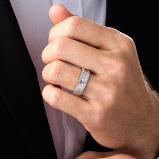 Men s 1 2 CT. T.W. Diamond Zig Zag Pattern Wedding Band in 10K