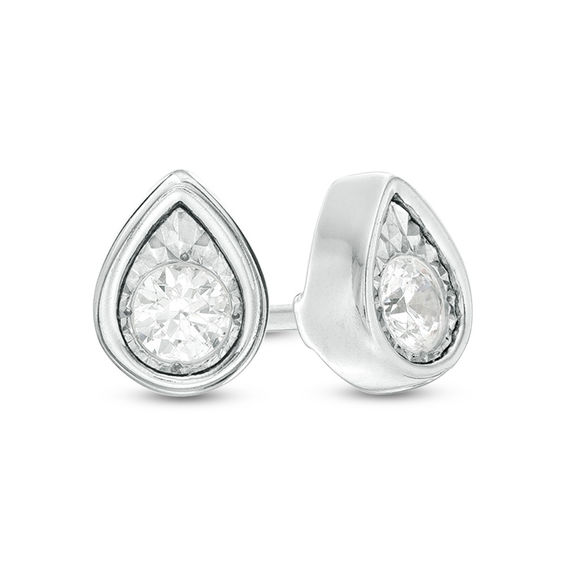 1 6 Ct T W Diamond Solitaire Teardrop Stud Earrings In 10k White T W Diamond Solitaire Teardrop Stud Earrings In 10k White Gold