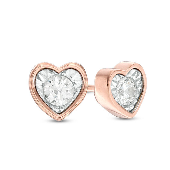 4.5 Ct Heart Shape Stud Earrings In 14K Rose Gold Over Sterling Silver 