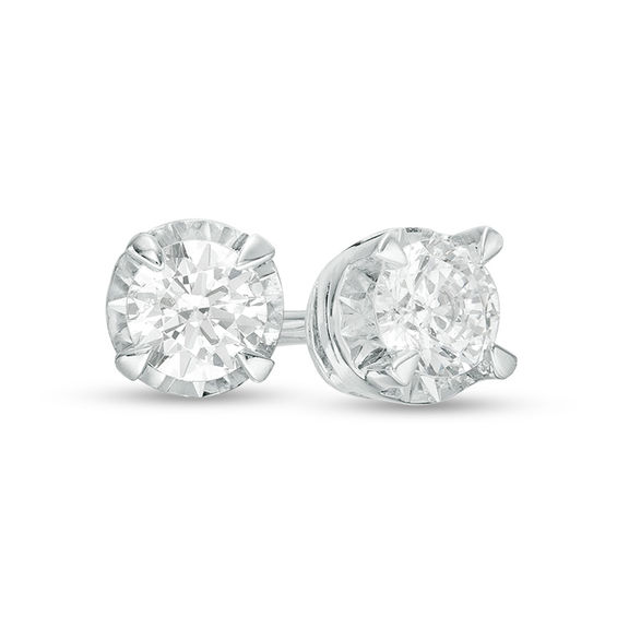 1 3 Ct T W Diamond Solitaire Stud Earrings In 10k White Gold T W Diamond Solitaire Stud Earrings In 10k White Gold
