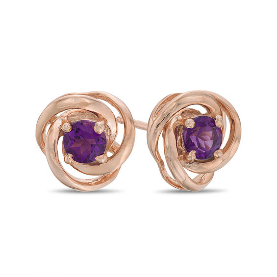 4 0mm Amethyst Swirl Stud Earrings In 10k Rose Gold Expressionist 4 0mm Amethyst Swirl Stud Earrings In 10k Rose Gold