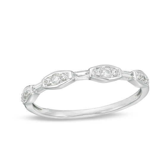 Dainty Modern Diamond Stackable Wedding Band in 10k White Gold