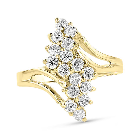 Details about   10K YELLOW GOLD OVER HUGE 3.00 CARAT DIAMOND WATERFALL CLUSTER COCKTAIL RING 