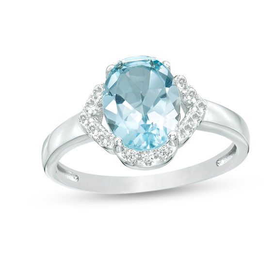 Jewelry Adviser Rings Sterling Silver Blue & White Diamond Oval Ring