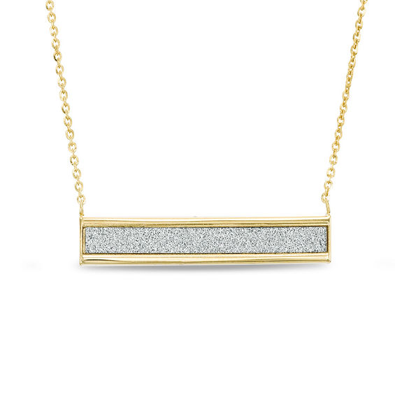 Glitter Enamel Bar Necklace in 10K Gold 