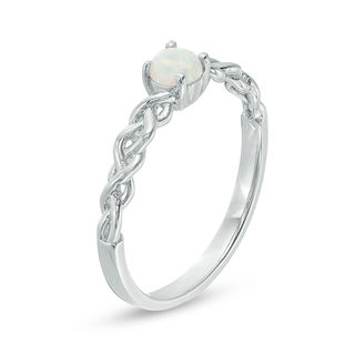 4.0mm Lab Created Opal Solitaire Braided Shank Promise Ring in
