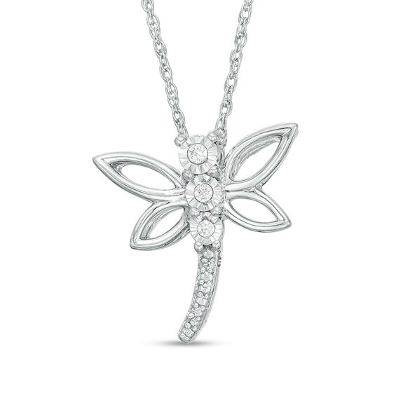 Diamond Accent Dragonfly Pendant in 