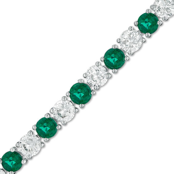 4.0mm Lab-Created Emerald and White Sapphire Alternating Tennis 