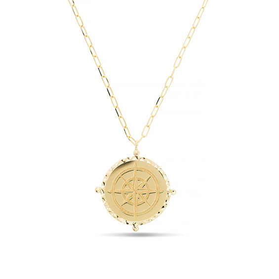 Compass Medallion Pendant in 14K Gold 